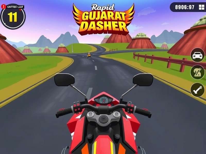 Rapid Gujarat Dasher gameplay screenshot showing vibrant Gujarat landscapes